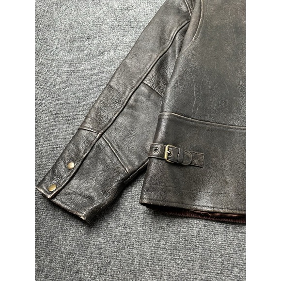 Mens Leather Wilson Brown Full Zip Classic Casual Bomber Jacket, Size M - Picture 6 of 10